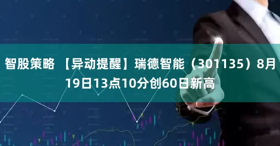 智股策略 【异动提醒】瑞德智能（301135）8月19日13点10分创60日新高